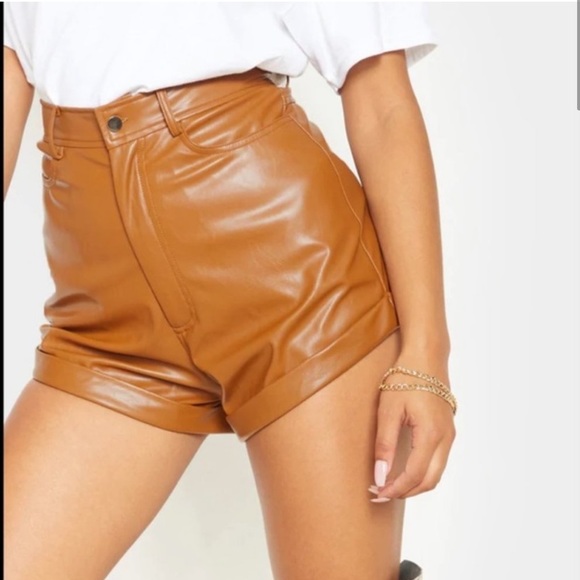 Pretty Little Thing Faux Leather Shorts 